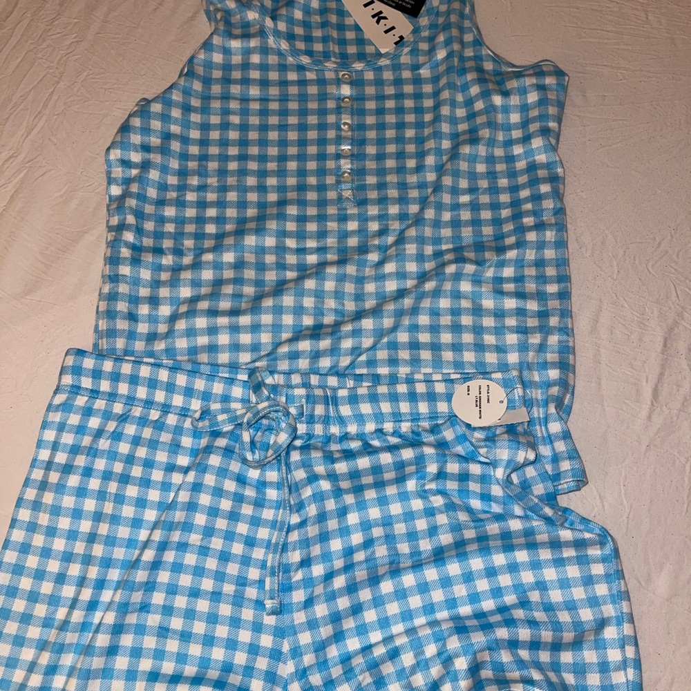 K•I•K•I•T Blue Gingham Sleeveless Top and Shorts Set